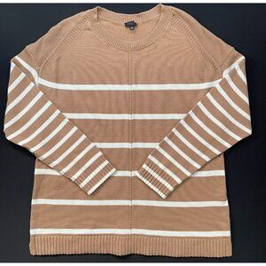 NWOT Talbots Women’s PXL Brown Striped Sweater Long Sleeve Pullover Petite